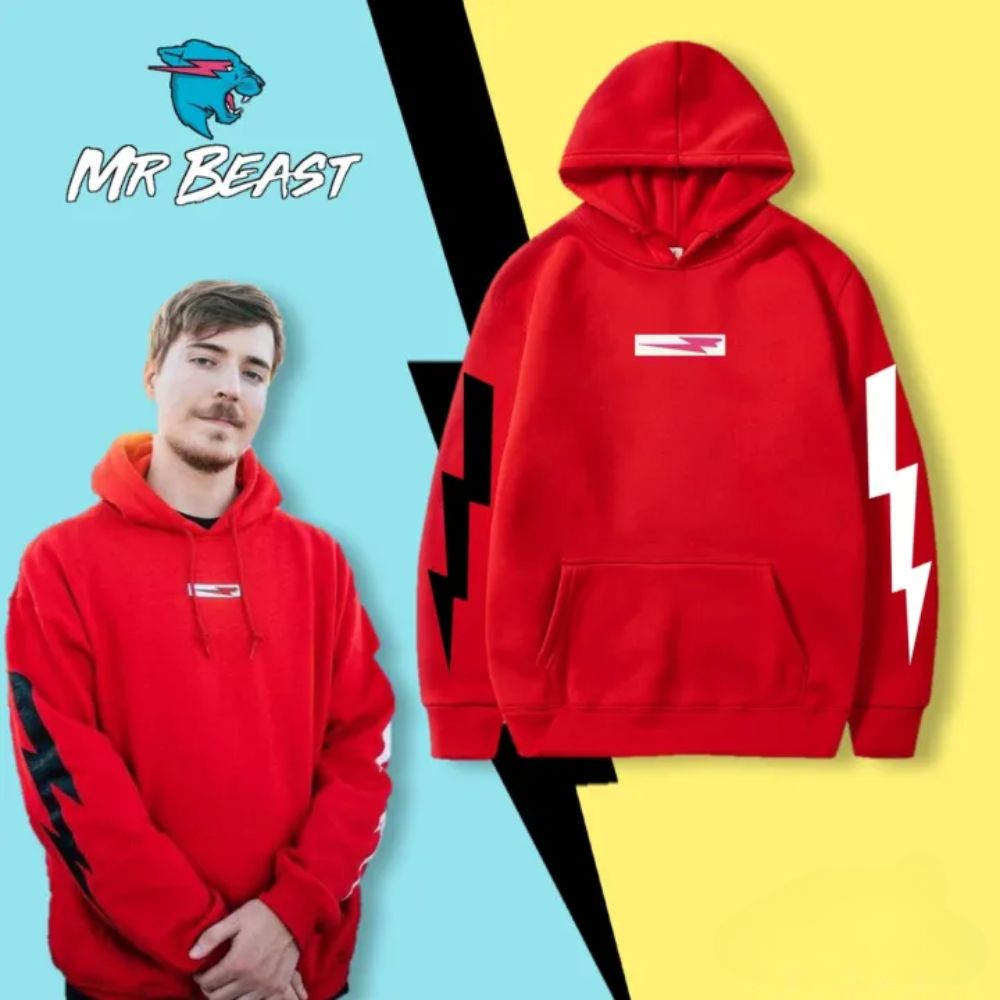Mr Beast Hoodies - Mr Beast Lightning Logo Pullover Hoodie | Mr Beast Shop